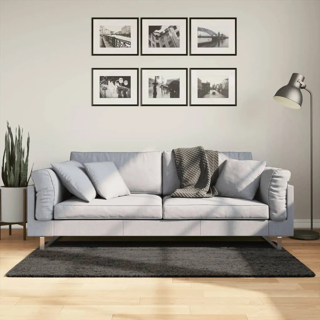 Tappeto A Pelo Lucido Lungo Istan Effetto Antracite 80x150 Cm /