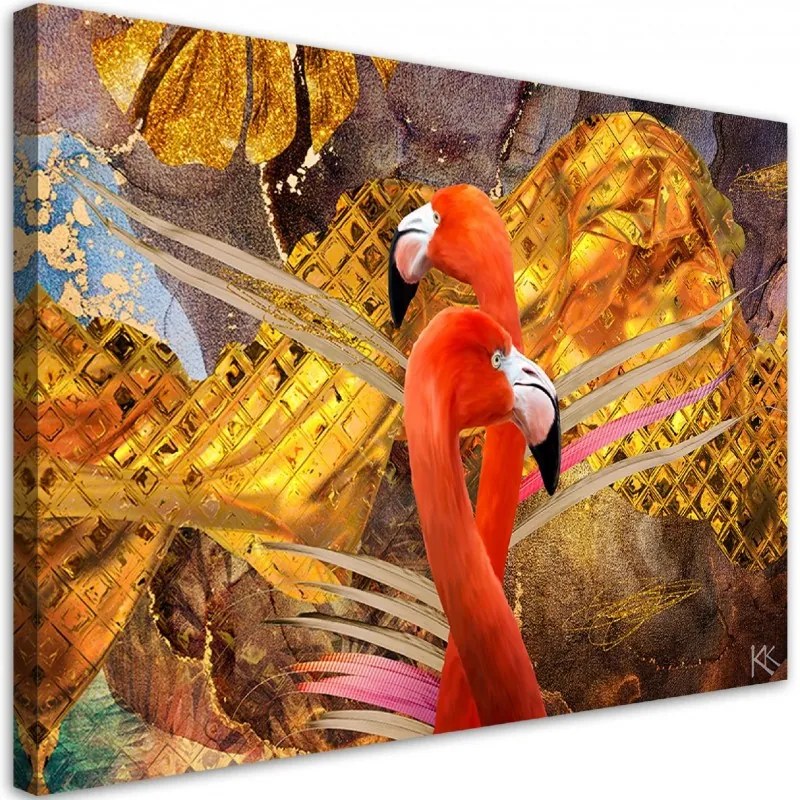 Quadro su tela, Flaming sullo sfondo dell'oro  Dimensioni 100x70