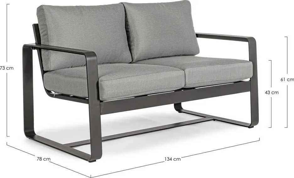 Divano da giardino in alluminio grigio Merrigan - Bizzotto