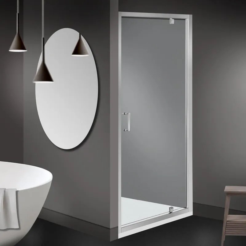 Box doccia con ingresso frontale battente Zesk L 80 x H 190 cm, vetro 6 mm vetro senza finitura / trasparente profilo cromato