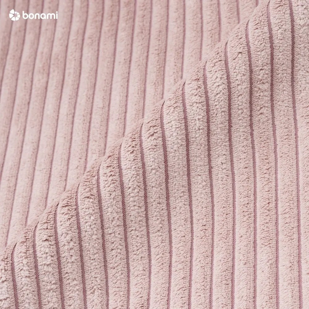 Divano letto angolare in velluto a coste rosa chiaro (penisola variabile) Sara - Ropez