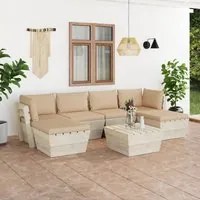 Set Divani da Giardino su Pallet 7 pz con Cuscini Legno Abete 3063579