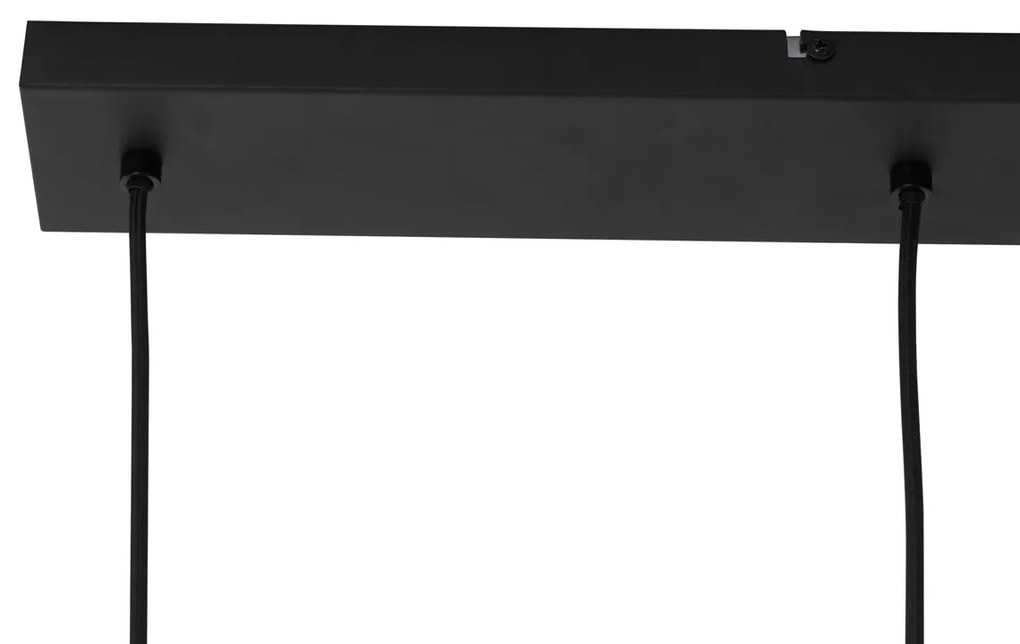 Lampada a sospensione moderna nera con vetro fumé 4 luci - Dame