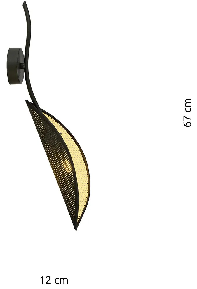 Applique Nordica 1 Luce Ares In Acciaio Nero Oro