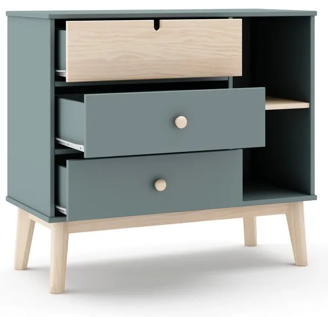 Cassettiera per bambini verde polveroso 90x81x40 cm Estefania – Marckeric