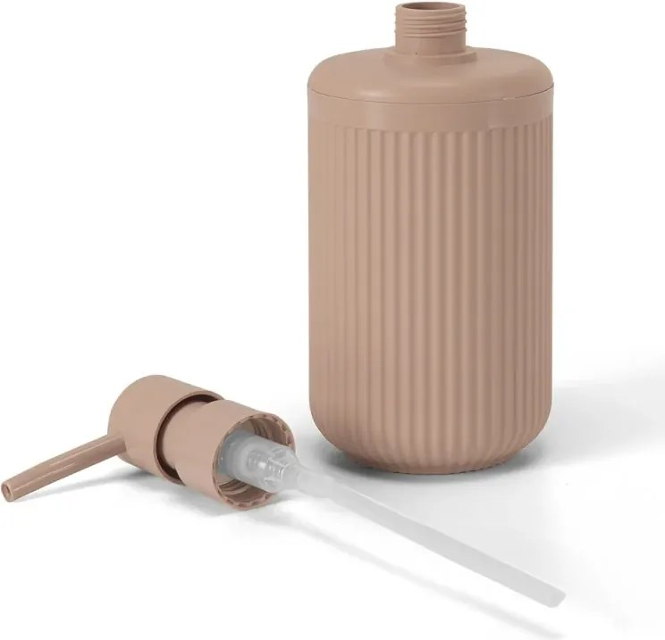 Set accessori bagno 3 pz con dispenser portaspazzolino e portasapone rosa cannettato Arizona