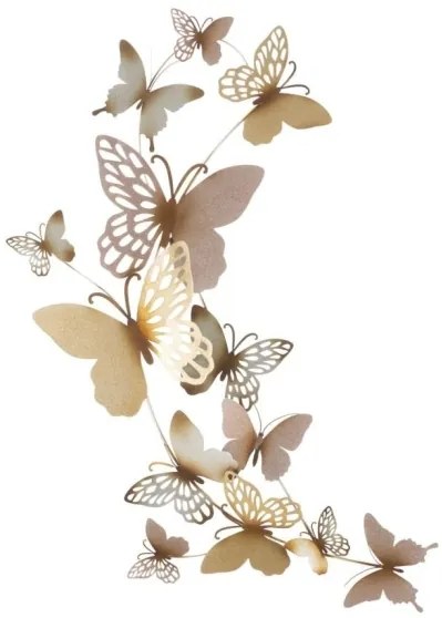 Pannello decorativo da muro con design a farfalle 59,5X4X111,5 cm Butterflies oro/rosa