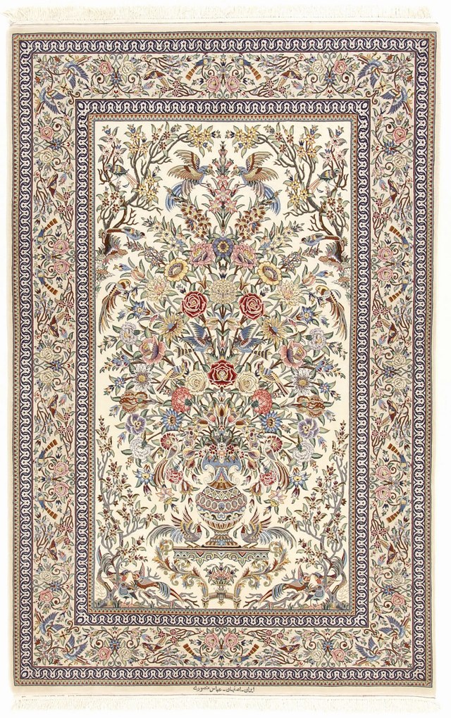 Isfahan Tappeto 130 x 210 (Iran) Annodato A Mano