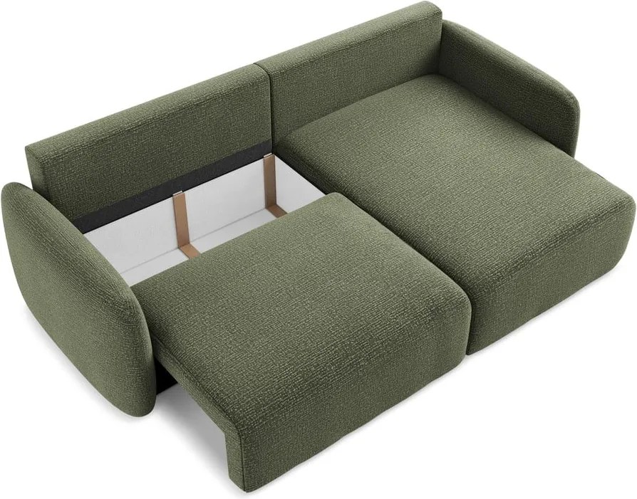 Divano angolare verde allungabile/con contenitore (con penisola a destra) Kalena – Makamii