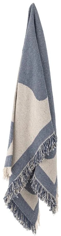 Coperta blu e beige in cotone riciclato 130x160 cm Ethan – Bloomingville