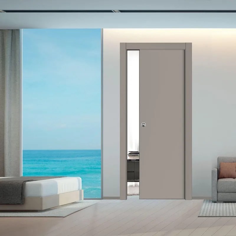 Porta scorrevole Harry grigio L 70 x H 210 cm reversibile