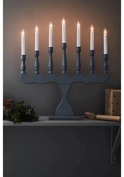 Markslöjd 705813 - Candelabro natalizio SVANEHOLM 7xE10/3W/230V pino/grigio