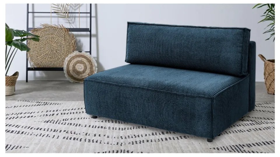 Modulo divano in velluto a coste blu scuro, pezzo centrale Nihad modular - Bobochic Paris