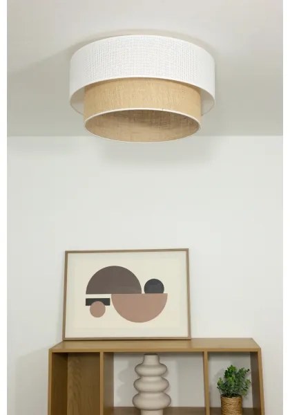 Plafoniera BORHO 1xE27/60W/230V Ø 40 cm bianco/iuta