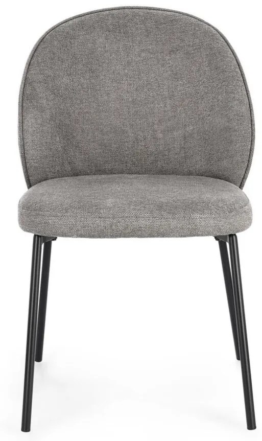 Set di 2 sedie WENDY in tessuto grigio e gambe acciaio nere