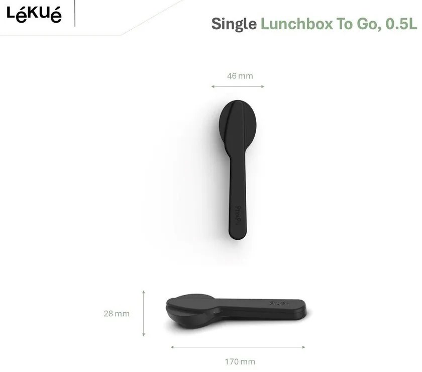 Set di posate da viaggio nero/argentato in acciaio inox 3 pz To Go – Lékué