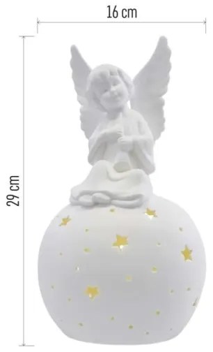 LED decorazione natalizia LED/0,4W/2xAA angelo in ceramica