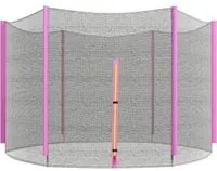 Rete di Protezione per Trampolini a 6 Pali con Ingresso con Cerniera 305x180 cm in PE Nero e Rosa