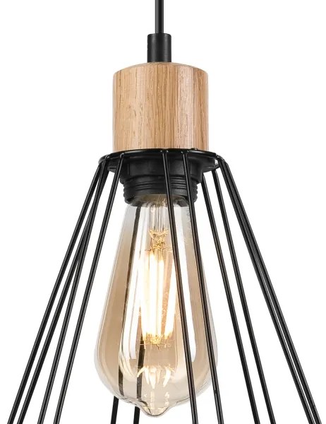 Brilagi - Lampadario a sospensione con filo WOODY BASKET 1xE27/60W/230V quercia