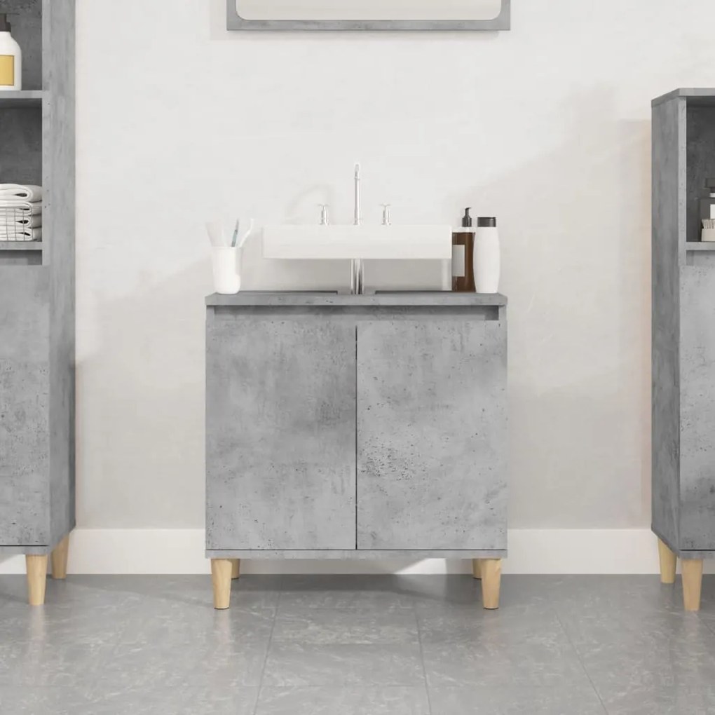 Mobile Lavabo Grigio Cemento 58x33x60 Cm İn Legno Multistrato /