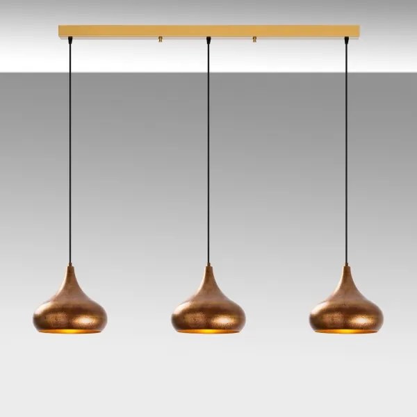 Lampadario a sospensione su cavo MUBA 3xE27/40W/230V in rame