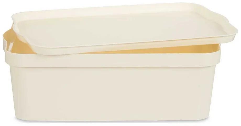 Scatola portaoggetti con coperchio Crema Plastica (29,5 x 14,3 x 45 cm)