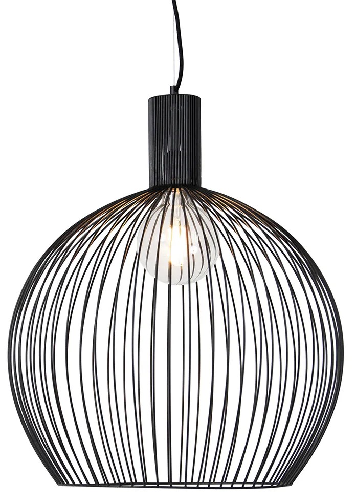 Lampada a sospensione rotonda intelligente nera 50 cm incl. Wifi G95 - Dos