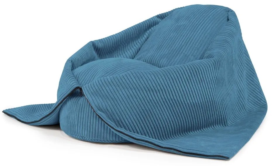 Pouf a sacco per bambini blu con rivestimento in velluto a coste Cocoon 80 – SLOWDOWN