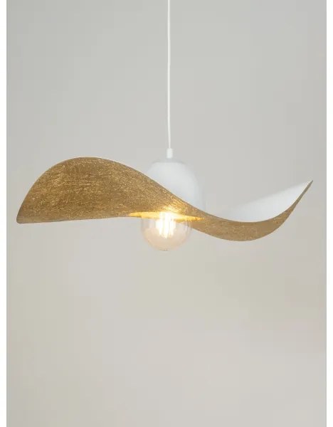 Lampadario a sospensione con filo KAPELLO 1xE27/60W/230V diametro 55 cm bianco/oro