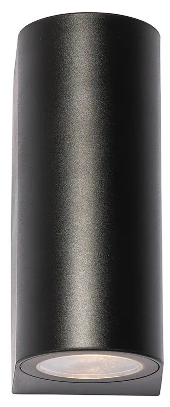 Lampada da parete esterna moderna ovale in plastica nera 2 luci - Baleno