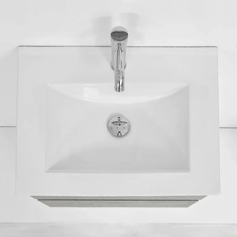 Mobile bagno sospeso 60 cm Duble grigio industrial con lavabo e specchio