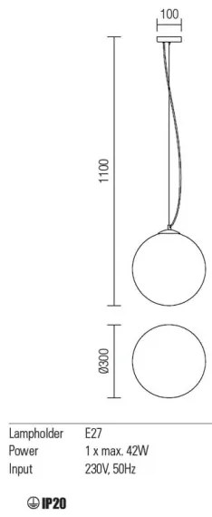Redo 01-1065 - Lampadario a sospensione con filo OLA 1xE27/42W/230V