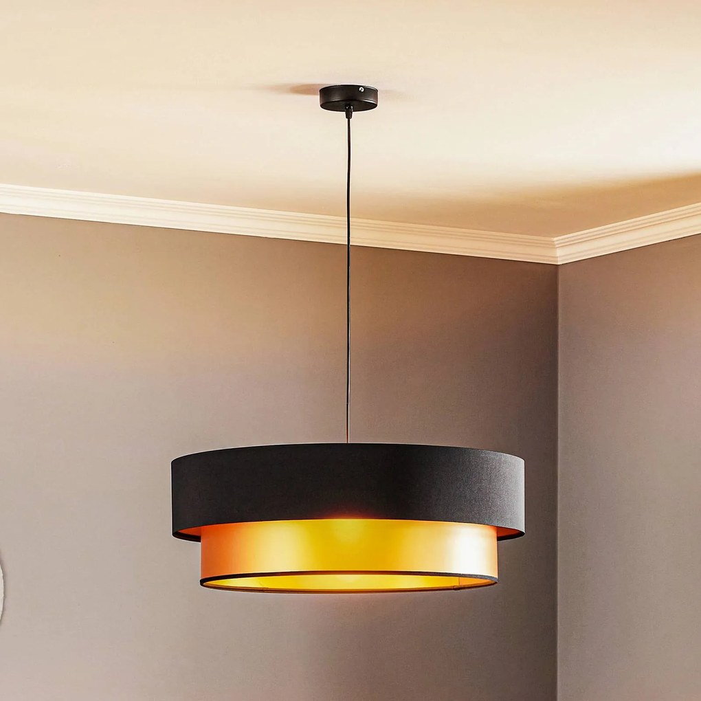 Maco Design Lampada a sospensione Dorina, nero/oro Ø 60 cm