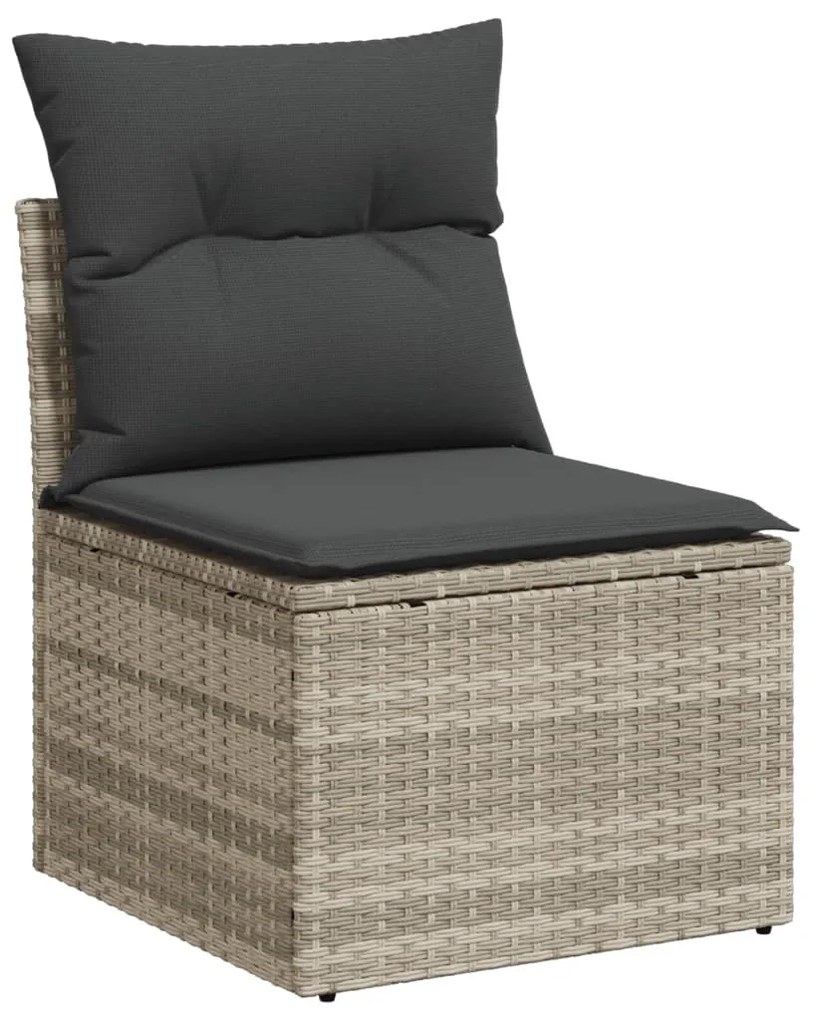 Set divani giardino 13 pz con cuscini grigio chiaro polyrattan