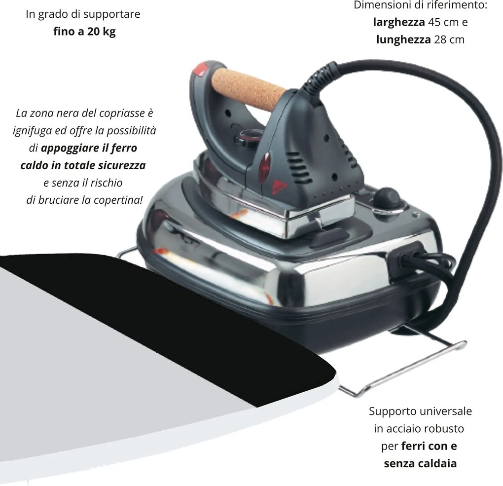 Asse da Stiro Completo Combiboard Profi 125x48 cm con Piano Stiramaniche e Ripiano Regolabile in Altezza...