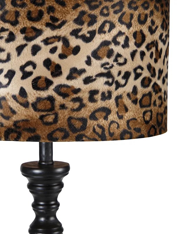 Lampada da terra nera con paralume leopardato 40 cm - Classico