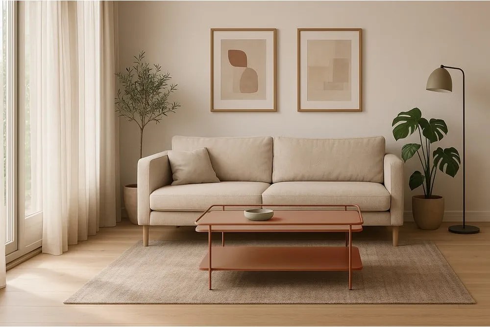 Tavolino da salotto color terracotta in metallo 55x110 cm Yuba – Unique Furniture