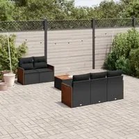 Set Divano da Giardino 6 pz con Cuscini Nero in Polyrattancod mxl 90192