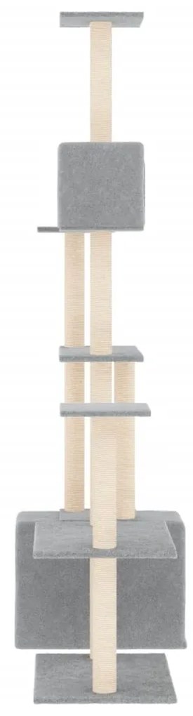 Albero per gatti con tiragraffi in sisal grigio chiaro 180 cm