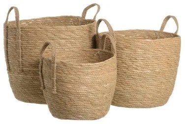 Set di Cesti Naturale Juncus 38 x 38 x 33 cm (3 Pezzi)