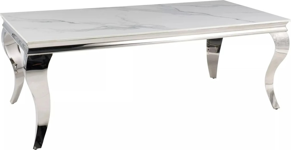 Tavolino Prince A Ceramic in ceramica Calacatta e acciaio cromato – 120x60x45 cm