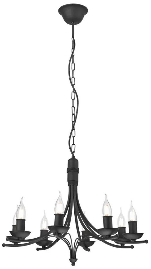 Lampadario a sospensione con catena LUCY 8xE14/60W/230V nero