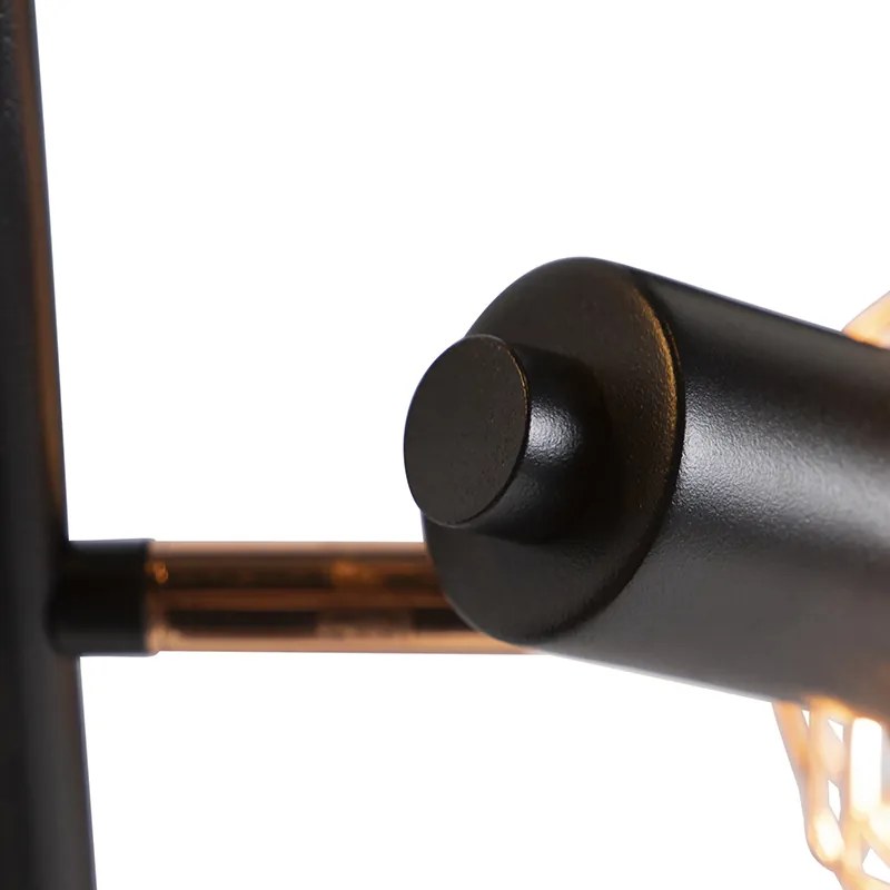 Lampada da terra nera con rame 3 luci - Mesh