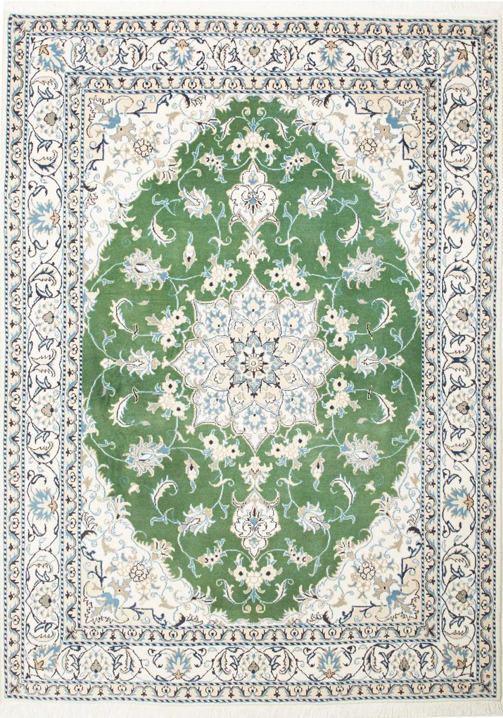 Nain Tappeto persiano 170 x 230 Verde (Iran) Annodato A Mano