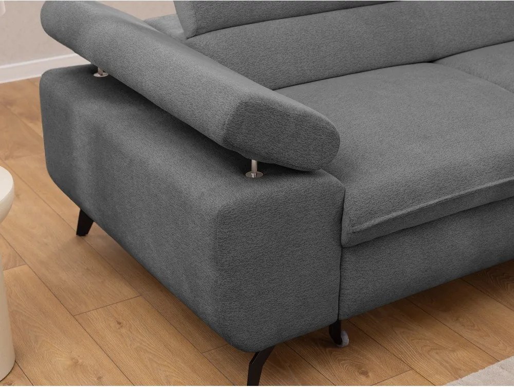 Divano angolare grigio (con penisola a destra/a L) con rivestimento in ciniglia Marbeya – Ropez