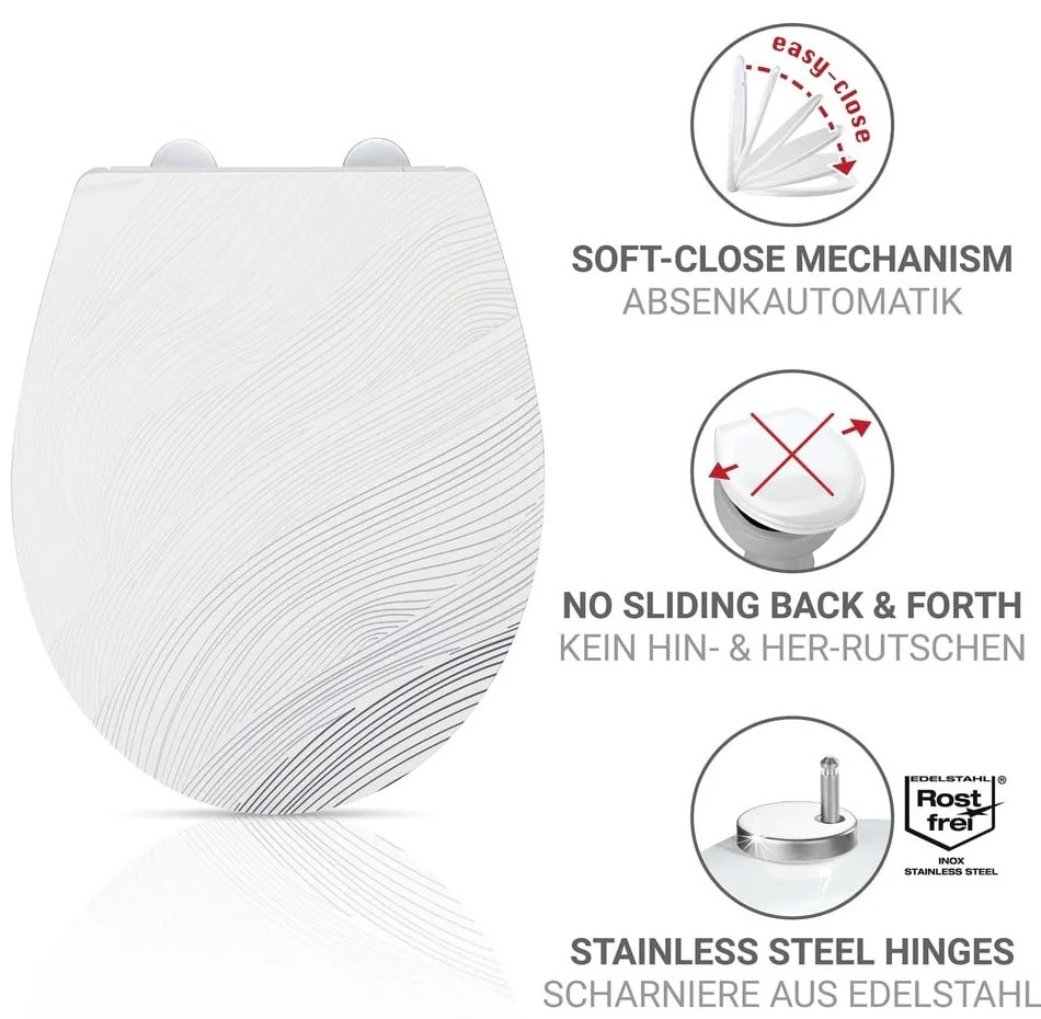 Sedile WC con chiusura Easy-Close (automatica) 38 x 44,5 cm Menin – Wenko