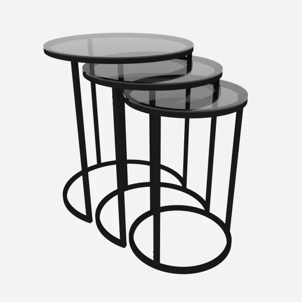 SET 3x Tavolino ALYA diametro 34/42/50 cm nero