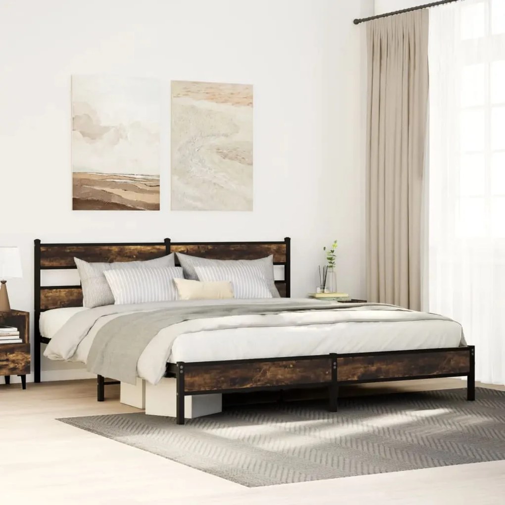 Giroletto Senza Materaso İn Metallo Rovere Fumo 180x200 Cm /