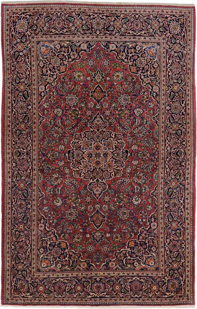 Kashan Tappeto persiano 210x140 Rosso (Iran) Annodato A Mano