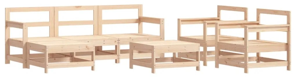 Set divani da giardino 7 pz con cuscini in legno massello